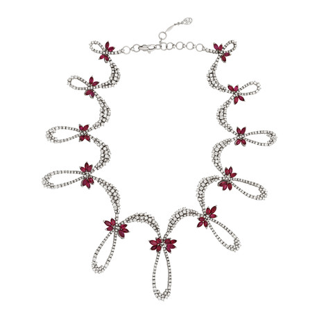 Stefan Hafner 18k White Gold Diamond + Ruby Necklace I // Length: 15"