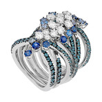 Stefan Hafner 18k White Gold Diamond Sapphire + Topaz Ring // Ring Size: 7