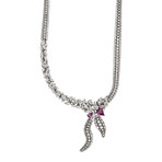Stefan Hafner 18k White Gold Diamond + Sapphire Necklace