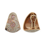 Nouvelle Bague Petali 18k Rose Gold Diamond + Sapphire Tan Enamel Huggie Earrings