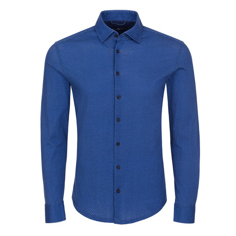 London Knit Honeycomb Print Shirt // Blue (XS)