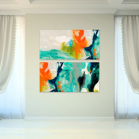 Tidal Abstract 2 Frameless // Free Floating Tempered Glass Panel Graphic Wall Art
