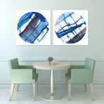 Blue Stripes 1&2 // Frameless Printed Tempered Art Glass (Blue Stripes 1 + 2)