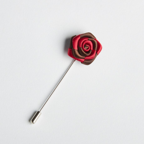 Edison Lapel Flower// Red + Brown
