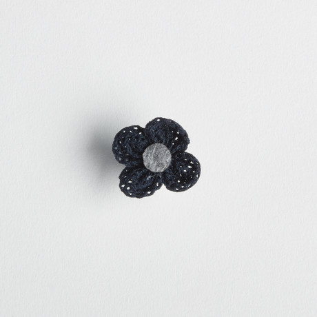 Simon Lapel Flower// Dark Blue + Gray