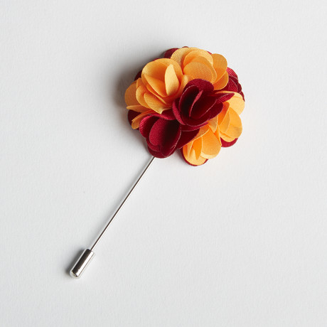 Luca Lapel Flower// Red + Orange