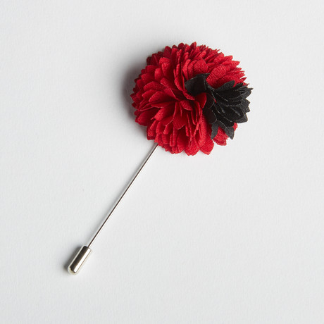 Tate Lapel Flower// Navy + Red