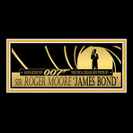 James Bond // Roger Moore signed photo and Golden Gun prop // custom shadow box frame