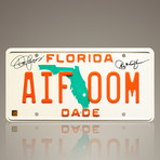 Miami Vice // Don Johnson + Philip Michael Thomas Signed Aif 00M License Plate Prop // Custom Frame (Signed License Plate Prop Only)