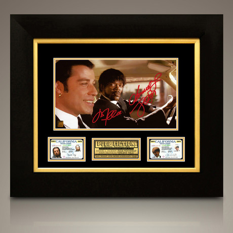 Pulp Fiction // John Travolta + Samuel L Jackson Signed Photo + Drivers License Prop // Custom Frame