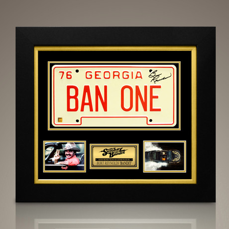 Smokey And The Bandit // Burt Reynolds Signed Ban One License Plate Prop// Custom Frame (Signed License Plate Prop Only)