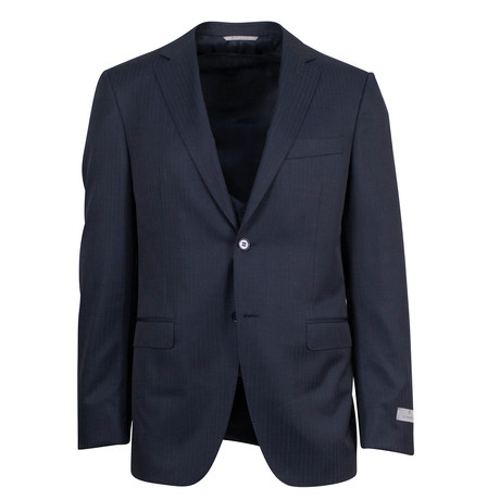 Canali // Bennett Striped Wool 2 Button 3 Piece Suit // Blue (US: 46R)