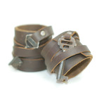 Leather Cuff With Antique Skeleton Key // 3" Width // Chocolate Brown