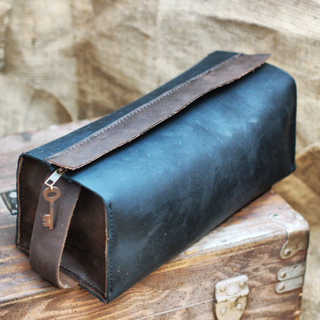 Leather Toiletry Case + Shaving Bag // Removable Waterproof Lining