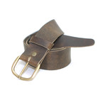 Plain & Simple Leather Belt // Gold/Brass Buckle // Crazyhorse Brown (28-30")