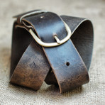 Plain & Simple Leather Belt // Gold/Brass Buckle // Crazyhorse Brown (28-30")
