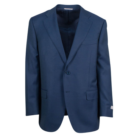 Birdseye Wool Portly Fit Suit // Blue (US: 46R)
