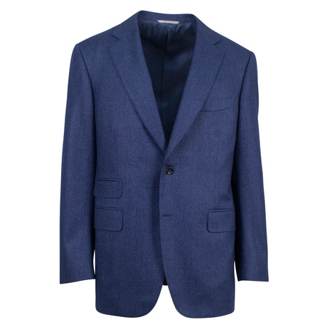 Striped Wool Slim Fit Suit // Blue (US: 46R)