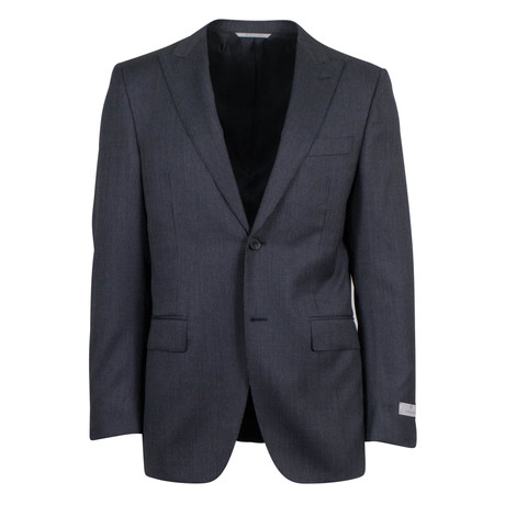 Canali // Striped Wool Peak Lapels 2 Button Slim Fit Suit // Gray (US: 46R)