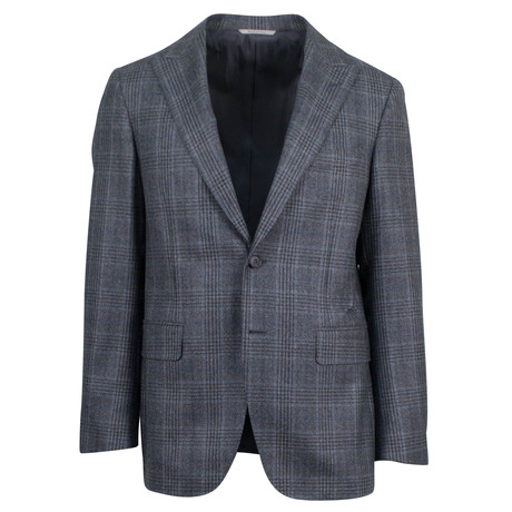 Canali // Plaid Wool Peak Lapels 2 Button Slim Fit Suit // Gray (US: 46R)