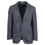 Canali // Plaid Wool Peak Lapels 2 Button Slim Fit Suit // Gray (US: 46S)