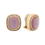 Vintage Zappf 18k Rose Gold Moonstone + Diamond Earrings // Clip-On