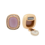 Vintage Zappf 18k Rose Gold Moonstone + Diamond Earrings // Clip-On