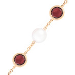 Vintage Mimi Milano 18k Rose Gold Garnet + Violet Cultured Pearl Bracelet // Bracelet: 8"
