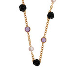 Vintage Mimi Milano 18k Rose Gold Black Agate Amethyst + Violet Freshwater Pearl Necklace// Chain: 18.5"