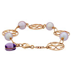 Vintage Mimi Milano 18k Rose Gold Violet Freshwater Pearls + Amethyst Bracelet // Bracelet: 8.5"