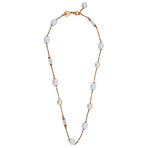 Vintage Mimi Milano 18k Rose Gold White Agate Rock Crystal + White Cultured Pearl Necklace