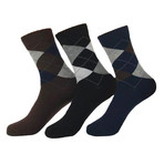 Argyle Sock Bundle // 3 Pack // Black