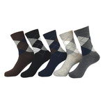 Argyle Sock Bundle // 5 Pack // Black + Gray