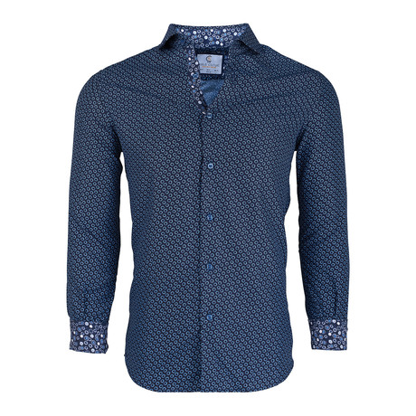 Geometric Button Down Shirt // Blue (S)