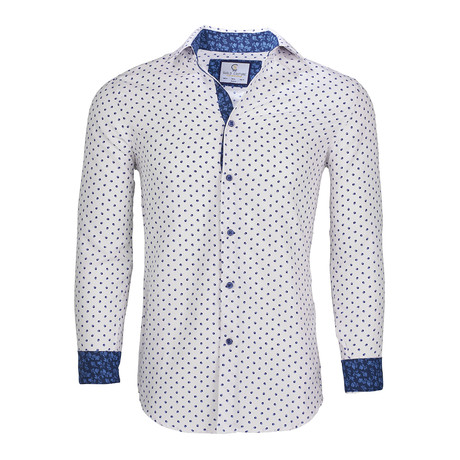 Geometric Button Down Shirt // White (S)
