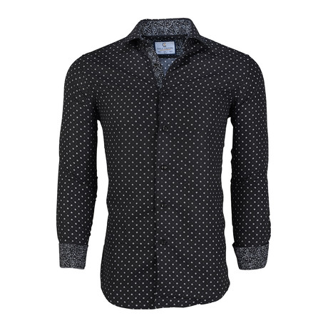 Geometric Button Down Shirt // Black (S)