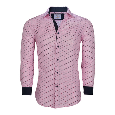 Geometric Button Down Shirt // Pink (S)