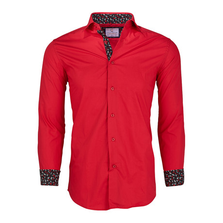 Solid Button Down Shirt // Red (S)