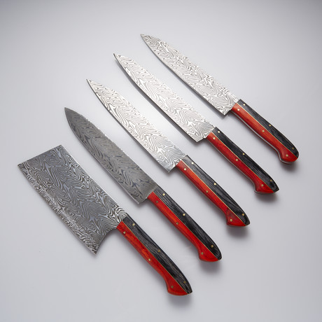 Etched J2 Steel Kitchen Knives // Set Of 5 // KCH-114