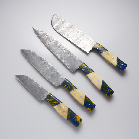 Etched J2 Steel Kitchen Knives // Set Of 4 // KCH-117