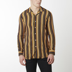 Striped Camp Collar Shirt // Brown Stripe (M)