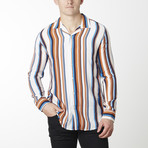 Striped Camp Collar Shirt // White Stripe (2XL)
