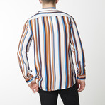 Striped Camp Collar Shirt // White Stripe (M)