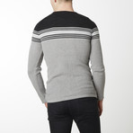 Stripes + Stars Knit Long Sleeve // Grey + Black (M)