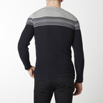 Stripes + Stars Knit Long Sleeve // Navy + Grey (L)