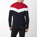 Victory Sweater // Navy + Red (XL)