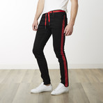 Milano Slim Fit Pants // Black + Red (34WX34L)