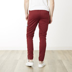 Gold Pinstripe Skinny Fit Jogger // Wine (S)
