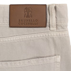 Cotton Distressed Five Pocket Jeans // Tan (52)
