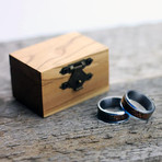 Titanium Ring With Whisky Barrel Wood Inlay + Gift Box (Size: 7)